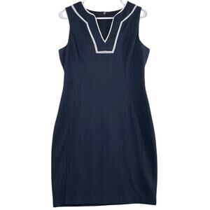 Tommy Hilfiger women's scuba crepe sheath dress with lace.
